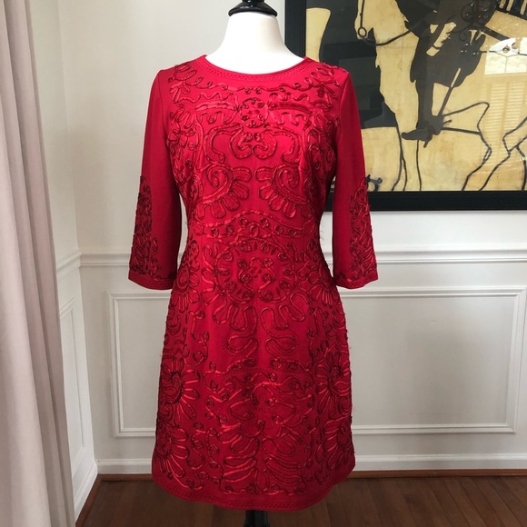 Nordstrom Dresses & Skirts - Nordstrom Red Ribbon Embroidered Sheath Dress XXL